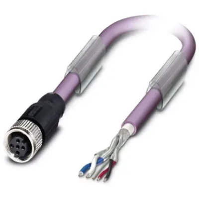 Sensor actuator cable, M12-cable socket, straight to open end, 5 pole, 15 m, PUR, purple, 4 A, 1507502 - 1