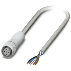 Sensor actuator cable, M12-cable socket, straight to open end, 5 pole, 3 m, PP-EPDM, gray, 4 A, 1404084