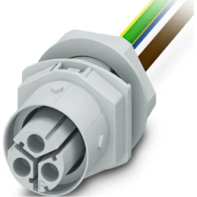 Panel feed through, 0.5 m, socket, 3 pole straight to open end, 2.5 mm², 1088702 - 1