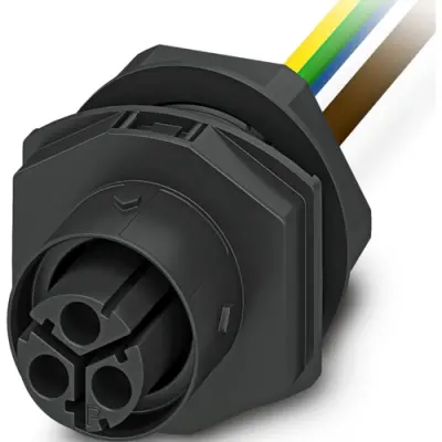 Panel feed through, 0.5 m, socket, 3 pole straight to open end, 2.5 mm², 1088696 - 1