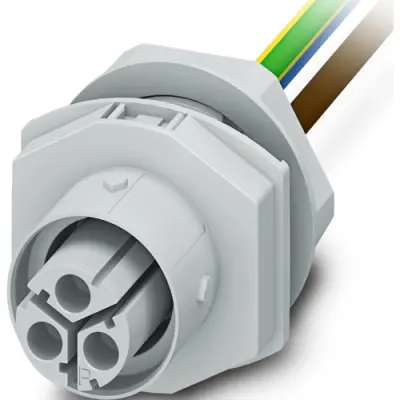 Panel feed through, 0.5 m, socket, 3 pole straight to open end, 2.5 mm², 1088703 - 1