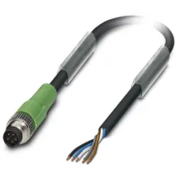 Sensor actuator cable, M8-cable plug, straight to open end, 5 pole, 1.5 m, PUR, black, 3 A, 1404461