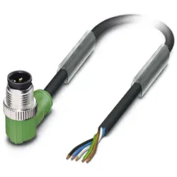 Sensor actuator cable, M12-cable plug, angled to open end, 5 pole, 5 m, PUR, black, 4 A, 1669819