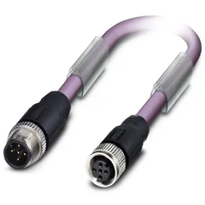 Sensor actuator cable, M12-cable plug, straight to M12-cable socket, straight, 5 pole, 0.3 m, PUR, purple, 4 A, 1507528 - 1