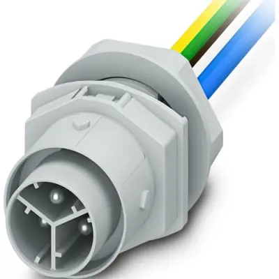 Panel feed through, 0.5 m, plug, 3 pole straight to open end, 2.5 mm², 1088700 - 1