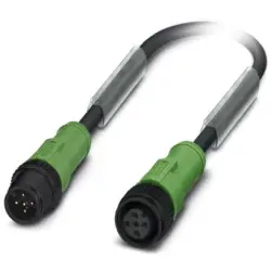 Sensor actuator cable, M12-cable plug, straight to M12-cable socket, straight, 5 pole, 3 m, PUR, black, 4 A, 1442900