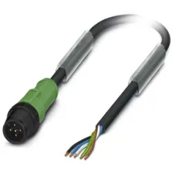 Sensor actuator cable, M12-cable plug, straight to open end, 5 pole, 5 m, PUR, black, 4 A, 1442418