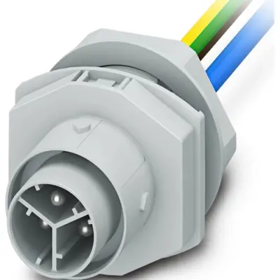 Panel feed through, 0.5 m, plug, 3 pole straight to open end, 2.5 mm², 1088701 - 1