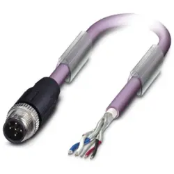 Sensor actuator cable, M12-cable plug, straight to open end, 5 pole, 10 m, PUR, purple, 4 A, 1507447
