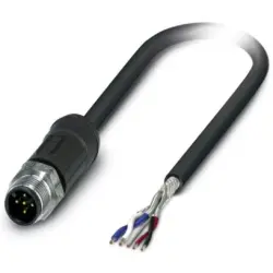 Sensor actuator cable, M12-cable plug, straight to open end, 5 pole, 10 m, FRNC, black, 4 A, 1410473