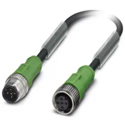 Sensor actuator cable, M12-cable plug, straight to M12-cable socket, straight, 5 pole, 3 m, PVC, black, 4 A, 1415698