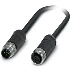 Sensor actuator cable, M12-cable plug, straight to M12-cable socket, straight, 5 pole, 5 m, FRNC, black, 4 A, 1410470
