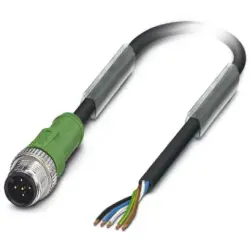 Sensor actuator cable, M12-cable plug, straight to open end, 5 pole, 5 m, PUR, black, 4 A, 1669783
