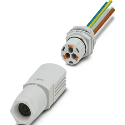 Panel feed through, 0.5 m, socket, 3 pole straight to open end, 2.5 mm², AWG 20-14, 1047347 - 1