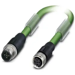 Sensor actuator cable, M12-cable plug, straight to M12-cable socket, straight, 5 pole, 5 m, PUR, green, 4 A, 1507201