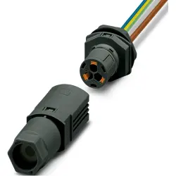 Panel feed through, 0.5 m, socket, 3 pole straight to open end, 2.5 mm², AWG 20-14, 1047355