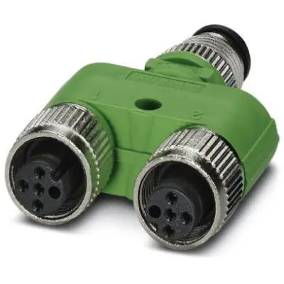 Adapter, 2 x M12 (5 pole, socket) to M12 (5 pole, plug), Y-shape, 1514029 - 1