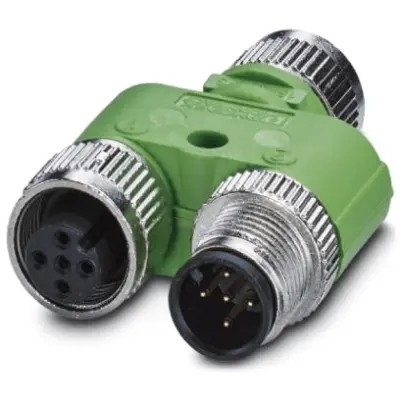 Adapter, M12 (5 pole, socket/plug) to M12 (5 pole, plug), Y-shape, 1526253 - 1