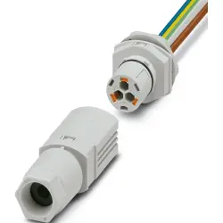 Panel feed through, 0.5 m, socket, 3 pole straight to open end, 2.5 mm², AWG 20-14, 1047354