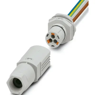 Panel feed through, 0.5 m, socket, 3 pole straight to open end, 2.5 mm², AWG 20-14, 1047354 - 1