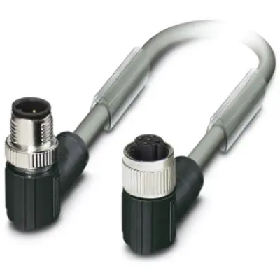 Sensor actuator cable, M12-cable plug, angled to M12-cable socket, angled, 5 pole, 5 m, PUR, gray, 4 A, 1419077 - 1