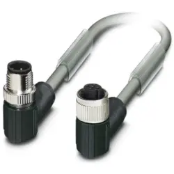 Sensor actuator cable, M12-cable plug, angled to M12-cable socket, angled, 5 pole, 5 m, PUR, gray, 4 A, 1419077