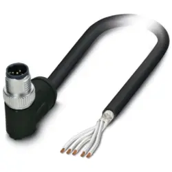 Sensor actuator cable, M12-cable plug, angled to open end, 5 pole, 10 m, PE-X, black, 4 A, 1407330