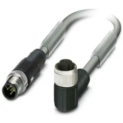 Sensor actuator cable, M12-cable plug, straight to M12-cable socket, angled, 5 pole, 1 m, PUR, gray, 4 A, 1419067