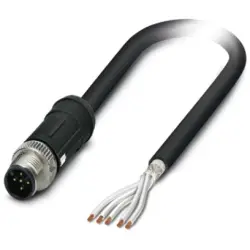 Sensor actuator cable, M12-cable plug, straight to open end, 5 pole, 5 m, PE-X, black, 4 A, 1407326