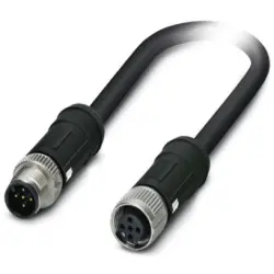 Sensor actuator cable, M12-cable plug, straight to M12-cable socket, straight, 5 pole, 5 m, PE-X, black, 4 A, 1407338