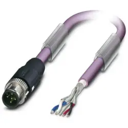 Sensor actuator cable, M12-cable plug, straight to open end, 5 pole, 5 m, PUR, purple, 4 A, 1518180