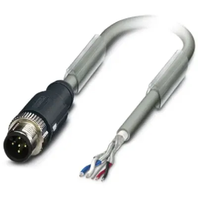 Sensor actuator cable, M12-cable plug, straight to open end, 5 pole, 5 m, PUR, gray, 4 A, 1419040 - 1