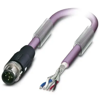 Sensor actuator cable, M12-cable plug, straight to open end, 5 pole, 10 m, PUR, purple, 4 A, 1518193 - 1