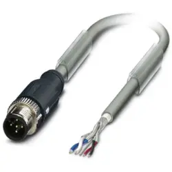 Sensor actuator cable, M12-cable plug, straight to open end, 5 pole, 10 m, PUR, gray, 4 A, 1419041