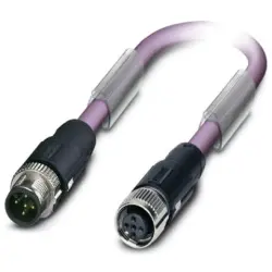 Sensor actuator cable, M12-cable plug, straight to M12-cable socket, straight, 5 pole, 15 m, PUR, purple, 4 A, 1518313