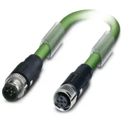 Sensor actuator cable, M12-cable plug, straight to M12-cable socket, straight, 5 pole, 5 m, PUR, green, 4 A, 1517990