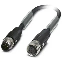 Sensor actuator cable, M12-cable plug, straight to M12-cable socket, straight, 5 pole, 0.13 m, PUR, black, 4 A, 1518478