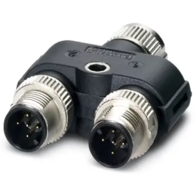 Adapter, 2 x M12 (5 pole, plug) to M12 (5 pole, socket), Y-shape, 1419946 - 1