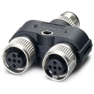Adapter, 2 x M12 (5 pole, socket) to M12 (5 pole, plug), Y-shape, 1419920 - 1