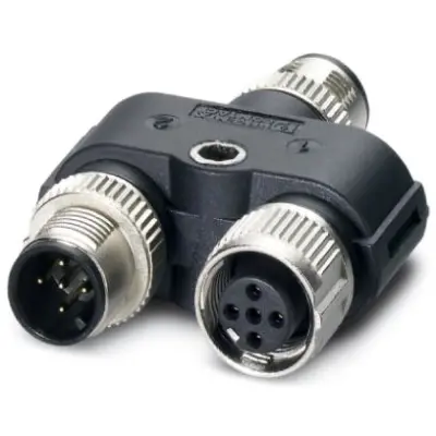 Adapter, 2 x M12 (5 pole, socket/plug) to M12 (5 pole, plug), Y-shape, 1438079 - 1