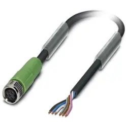 Sensor actuator cable, M8-cable socket, straight to open end, 6 pole, 5 m, PUR, black, 1.5 A, 1522215