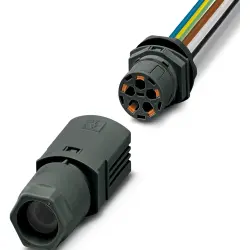 Panel feed through, 0.5 m, socket, 5 pole straight to open end, 2.5 mm², AWG 20-14, 1047363