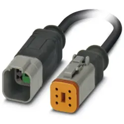 Sensor actuator cable, cable plug to cable socket, 6 pole, 3 m, PUR, black, 8 A, 1415038