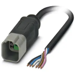 Sensor actuator cable, cable plug to open end, 6 pole, 10 m, PUR, black, 8 A, 1415033