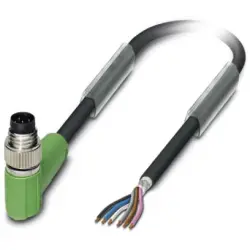 Sensor actuator cable, M8-cable plug, angled to open end, 6 pole, 1.5 m, PUR, black, 1.5 A, 1522341