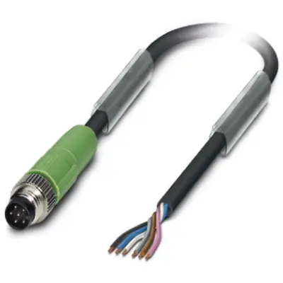 Sensor actuator cable, M8-cable plug, straight to open end, 6 pole, 3 m, PUR, black, 1.5 A, 1522105 - 1