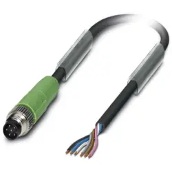 Sensor actuator cable, M8-cable plug, straight to open end, 6 pole, 5 m, PUR, black, 1.5 A, 1522118