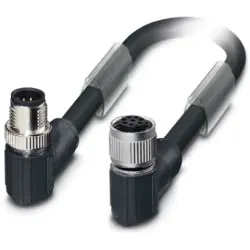 Sensor actuator cable, M12-cable plug, angled to M12-cable socket, angled, 6 pole, 2 m, TPV, black, 2 A, 1428694