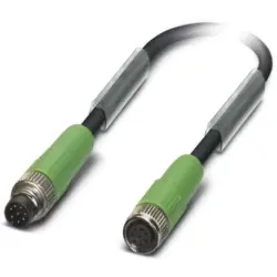 Sensor actuator cable, M8-cable plug, straight to M8-cable socket, straight, 8 pole, 3 m, PUR, black, 1.5 A, 1404136