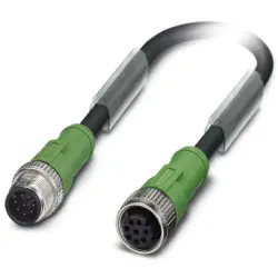 Sensor actuator cable, M12-cable plug, straight to M12-cable socket, straight, 8 pole, 1.5 m, PUR, black, 2 A, 1522697